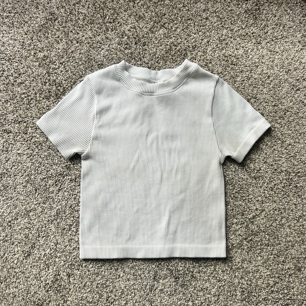 Ribbed Thick White T Shirt